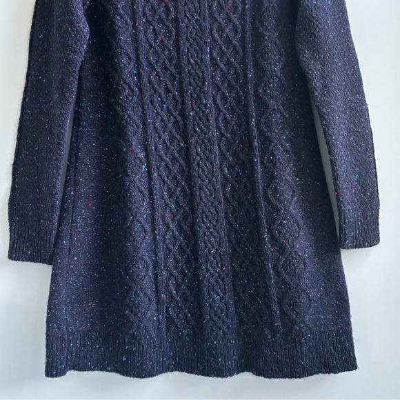 Theory Mayly Fleck Wool Mohair Cable Knit Sweater Dress Purple Fleck Size Large - Picture 6 of 17